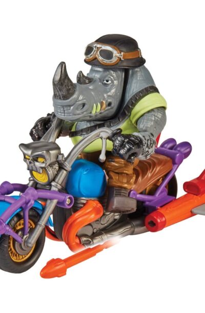 Playmates: Teenage Mutant Ninja Turtles Actionfigur mit Fahrzeug Rocksteady & Chopper 12 cm