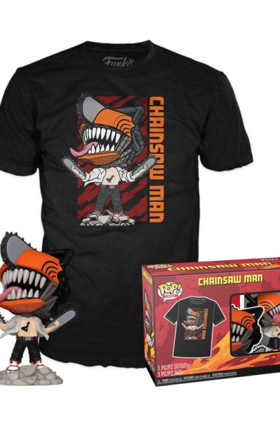 Funko: Chainsaw Man POP! & Tee Vinyl Figur & T-Shirt Set Chainsaw Man Leaping Grösse M