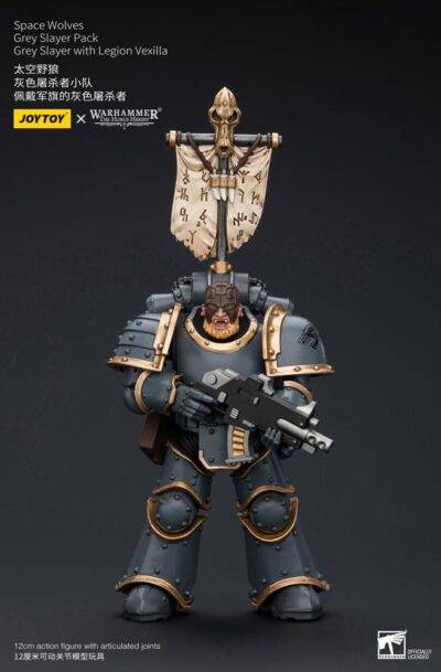 Joy Toy (CN): Warhammer The Horus Heresy Actionfigur 1/18 Space Wolves Grey Slayer Pack Grey Slayer With Legion Vexilla 12 cm