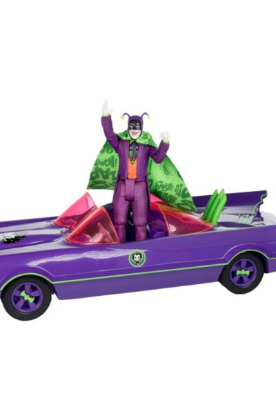 McFarlane Toys: DC Retro Actionfigur und Fahrzeug Batman 66 Batmobil with Joker (Gold Label)