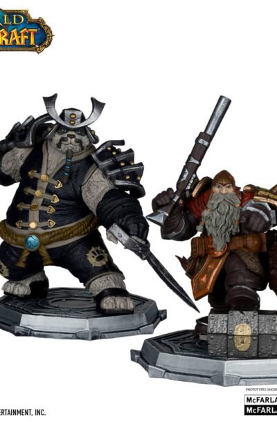 World of Warcraft PVC Statuen 2er-Pack 1/12 Dwarf Hunter: Beast Master & Pandaren: Monk (Gold Label) 15 cm