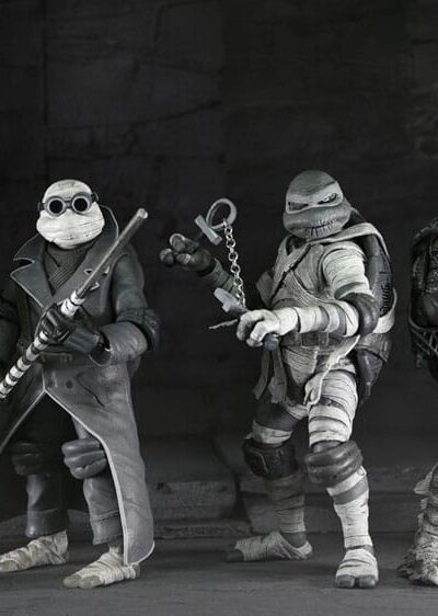 NECA: Universal Monsters x Teenage Mutant Ninja Turtles Actionfiguren 4er-Pack Turtles Black & White 18 cm