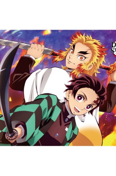Demon Slayer: Kimetsu no Yaiba Fabric Poster Tanjiro And Kyojuro Rengoku 84 x 118 cm