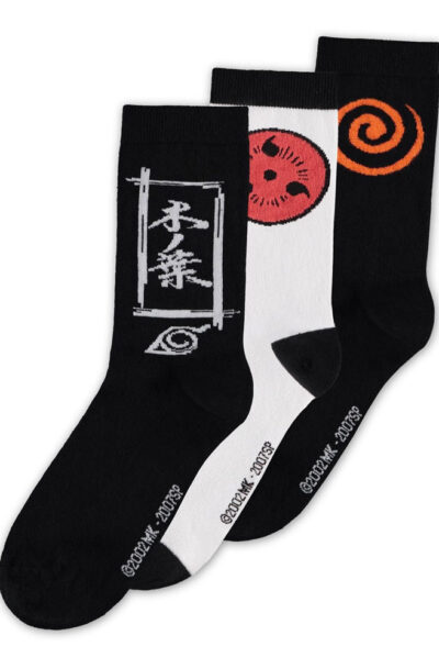 Difuzed: Naruto Shippuden Socken 3er-Pack Sasuke Symbol 39-42