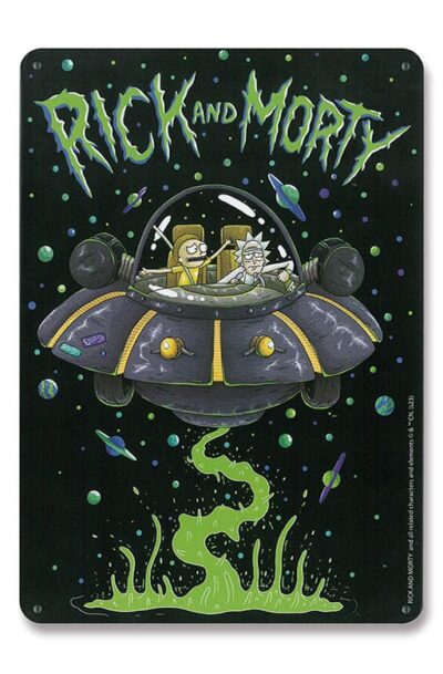 Logoshirt: Rick & Morty Blechschild Spaceship 15 x 21 cm