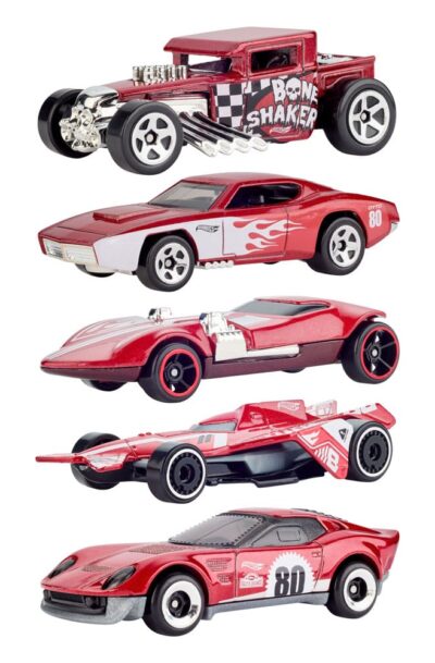 Mattel: Hot Wheels Diecast Modellautos 5er-Pack 1/64 80th Anniversary