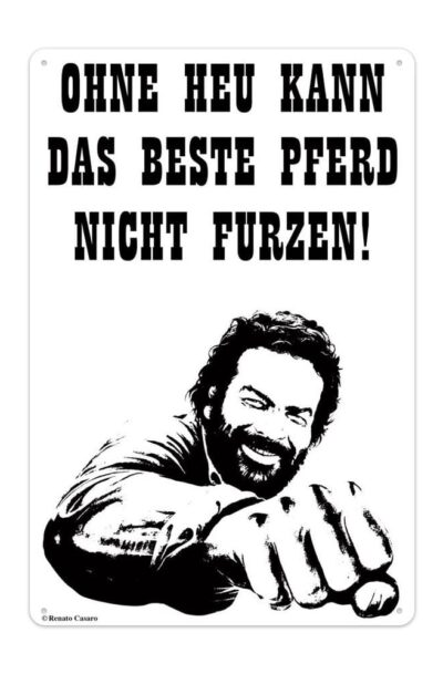Blechwaren Fabrik Braunschweig: Bud Spencer Blechschild Pferd Faust 20 x 30 cm