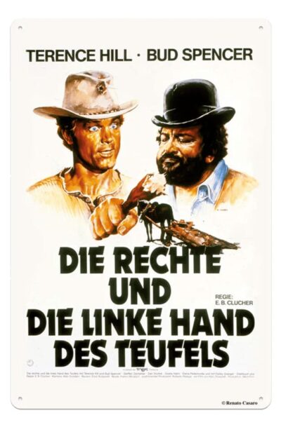 Blechwaren Fabrik Braunschweig: Bud Spencer & Terence Hill Blechschild Rechte und Linke Hand des Teufels 20 x 30 cm