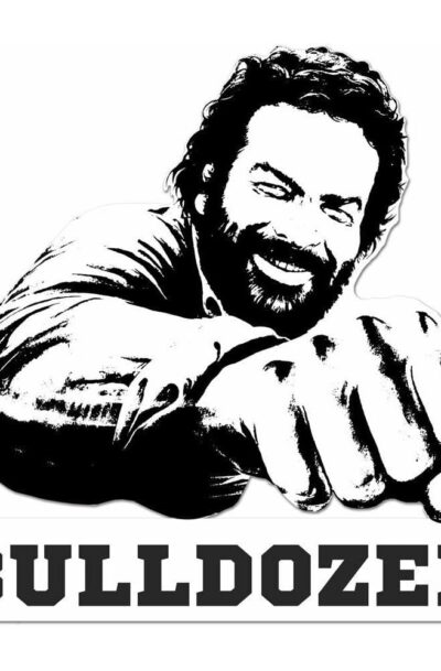 Blechwaren Fabrik Braunschweig: Bud Spencer 3D Blechschild Bulldozer black/white 45 x 45 cm