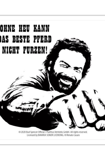Blechwaren Fabrik Braunschweig: Bud Spencer Bierdeckel aus Blech Faust Pferd 10 x 10 cm