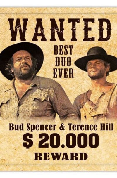 Blechwaren Fabrik Braunschweig: Bud Spencer & Terence Hill Bierdeckel aus Blech Wanted 10 x 10 cm