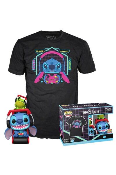 Funko: Lilo & Stitch POP! & Tee Vinyl Figur & T-Shirt Set Gmr Stitch w/frog Grösse L