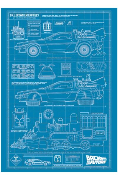 FaNaTtik: Zurück in die Zukunft Kunstdruck Time Machine Blueprint Limited Edition 42 x 30 cm