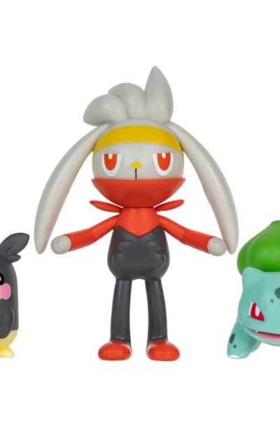 Jazwares: Pokémon Battle Figure Set Figuren 3er-Pack Morpeko, Bisasam #1, Kickerlo 5 cm