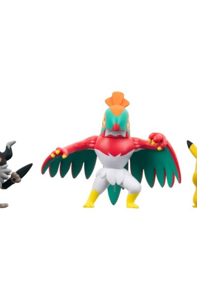 Jazwares: Pokémon Battle Figure Set Figuren 3er-Pack Pikachu #8, Mauzinger, Resladero 5 cm