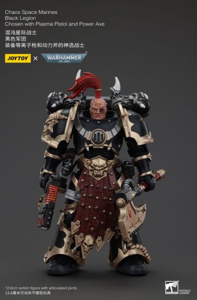 Joy Toy (CN): Warhammer 40k Actionfigur Chaos Space Marines Black Legion Chosen with Plasma Pistol and Power Axe 20 cm