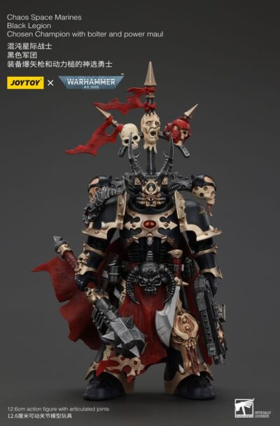 Joy Toy (CN): Warhammer 40k Actionfigur Chaos Space Marines Black Legion Chosen Champion with bolter and power maul 20 cm