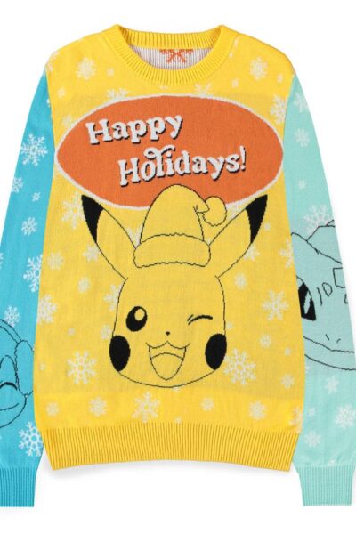 Difuzed: Pokémon Pullover Pikachu, Bulbasaur, Squirtle & Charmender (Christmas Jumper) Grösse XL