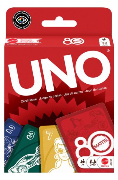 Mattel: Mattel 80th Anniversary UNO Kartenspiel Ruby Red