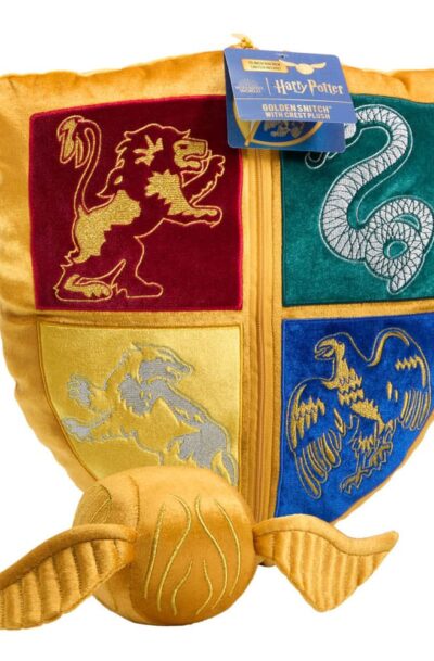 Noble Collection: Harry Potter Kissen mit Plüschfigur Quidditch Wappen & Goldener Schnatz