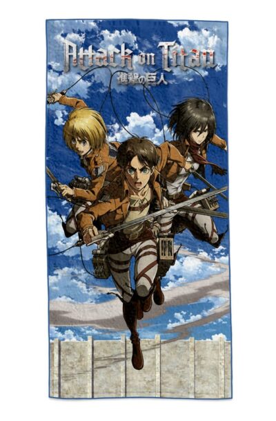 Sakami Merchandise: Attack on Titan Handtuch Eren, Mikasa & Armin 150 x 75 cm