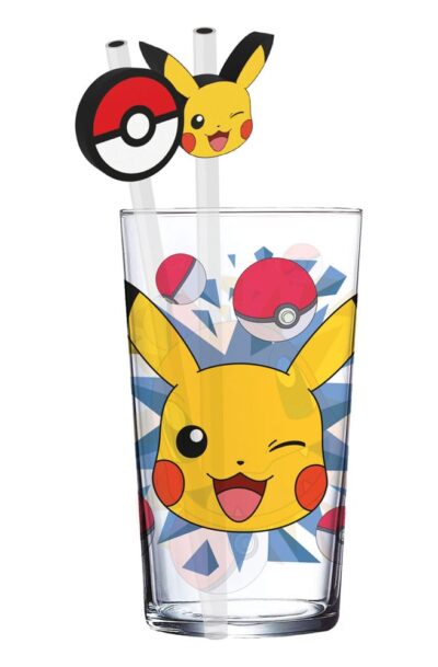 Stor: Pokémon Glas Tumbler mit Trinkhalmen Pikachu 485 ml