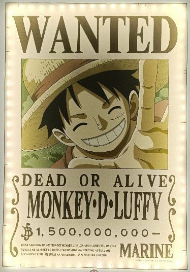 Teknofun: One Piece LED Wandleuchte Wanted Luffy 30 cm