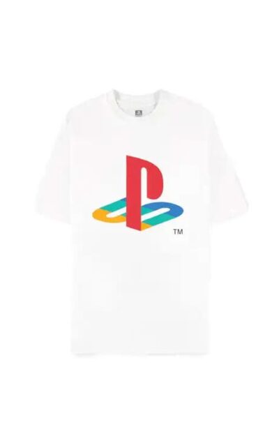 Difuzed: PlayStation T-Shirt Logo White Loose Fit Grösse L