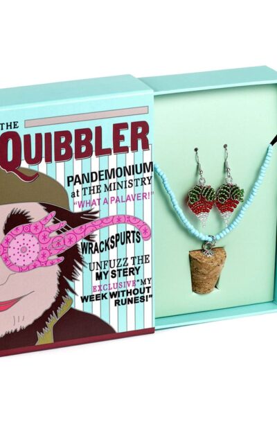 Harry Potter: Quibbler Luna-Perlenkette mit Korkanhänger und Rettich-Ohrringe Geschenkset