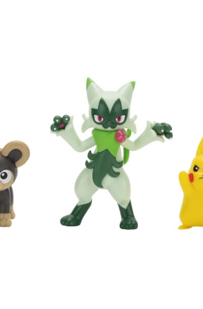 Jazwares: Pokémon First Partner Battle Figure Set Figuren 3er-Pack Leufeo, Pikachu & Feliospa
