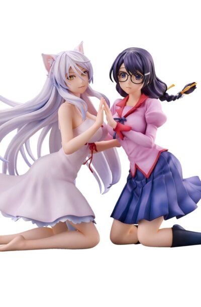 Union Creative: Nekomonogatari Monogatari Series PVC Statuen Tsubasa Hanekawa Set (re-run) 19 cm